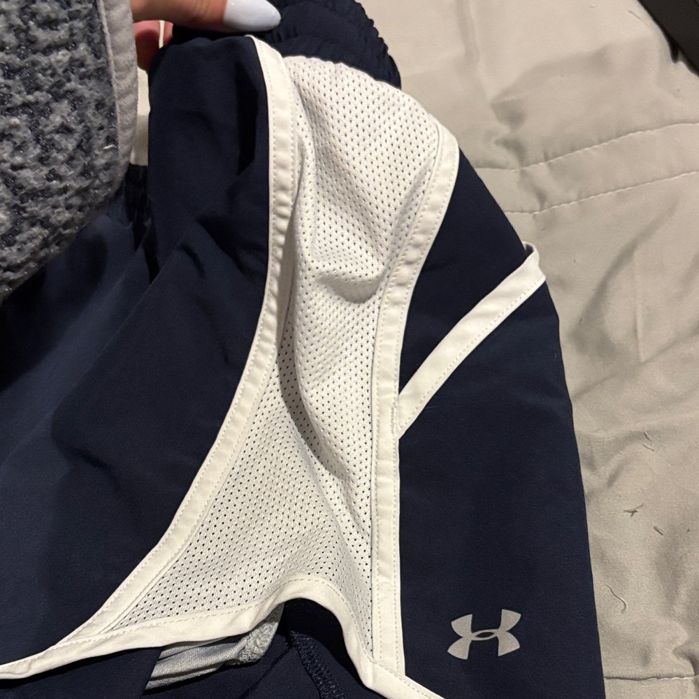 Under Armour Women's Dark Blue and White Athletic Shorts - Picture 4 of 5